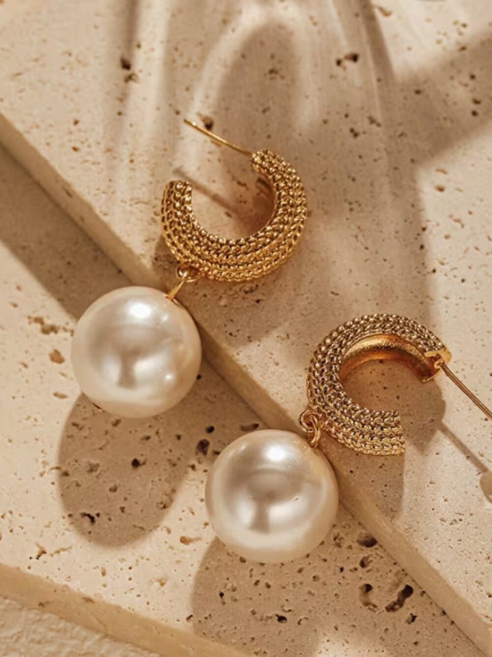 14K Gold Womens Hanging Pearl Drop Earrings Ladies New 14K Silver Pearls Jewelry